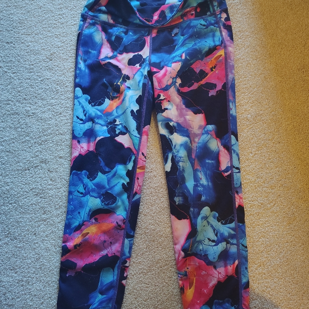 Athleta Vibrant Blue and Pink Leggings